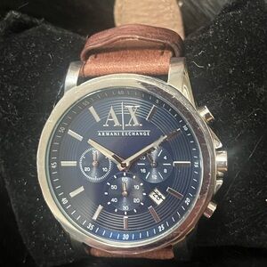 Armani Exchange Black and Brown Leather Strap